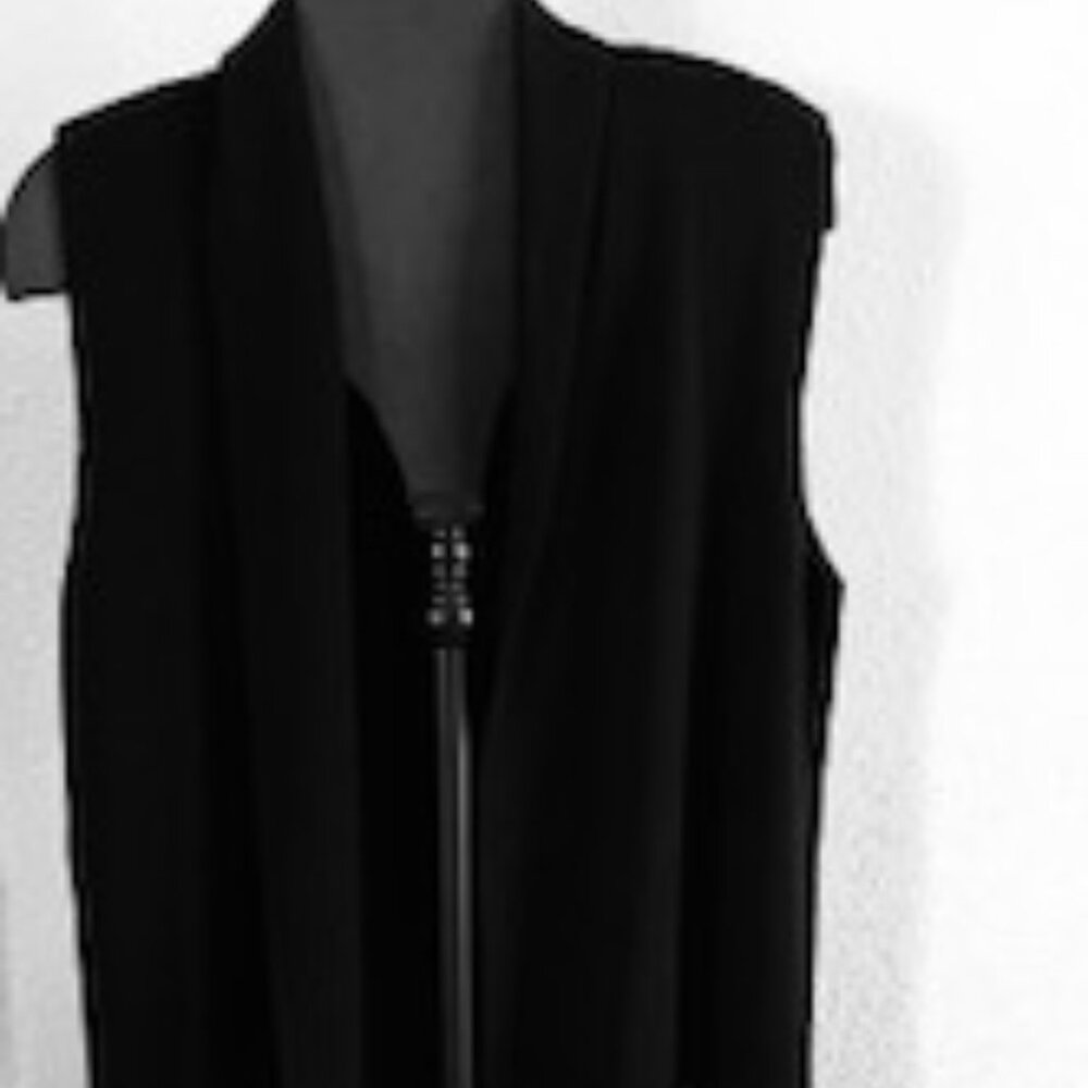 Black Long Sweater Vest with Shawl Collar & Pockets